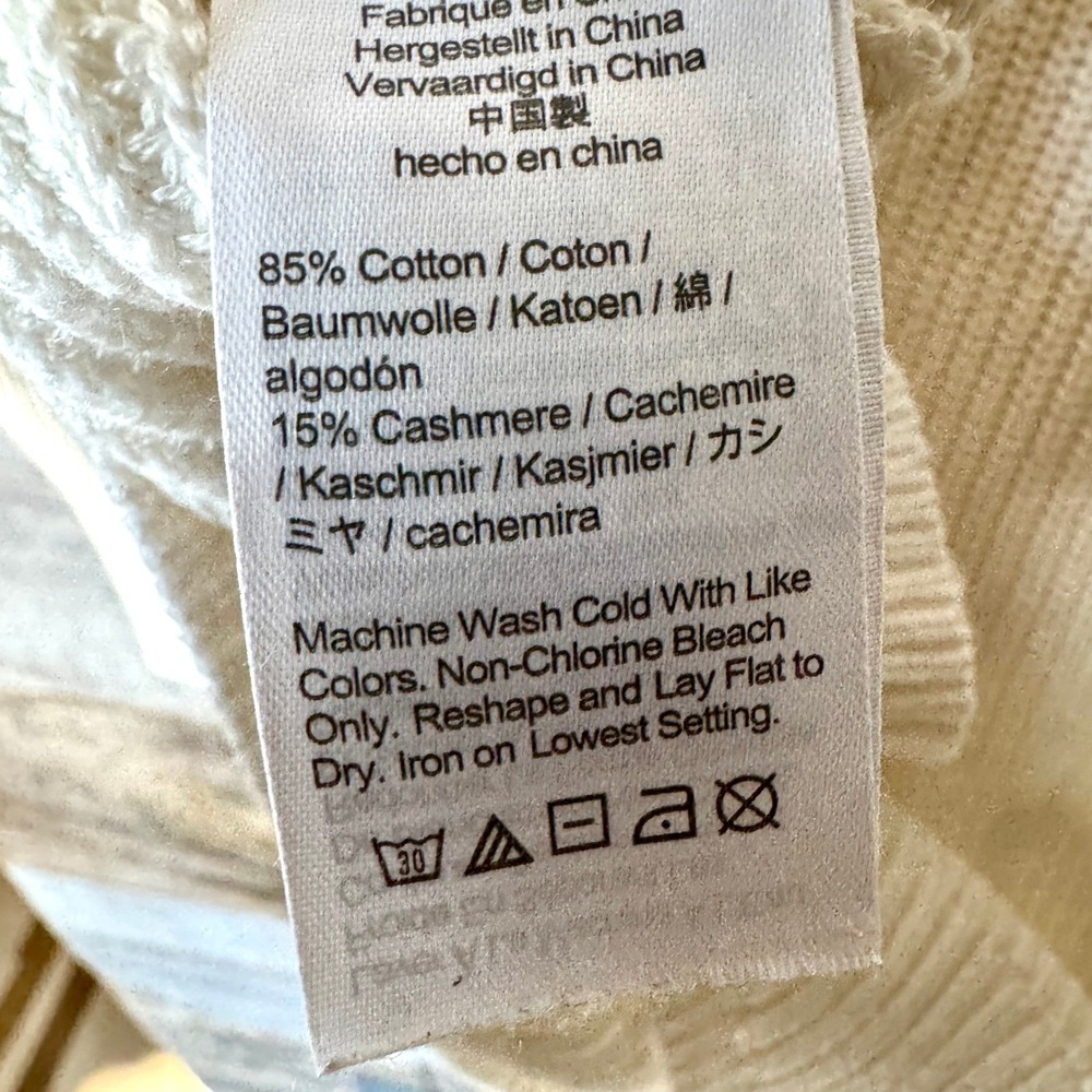 J. Crew Womens Cotton Cashmere Ribbed Turtleneck Sweater S Ivory Relaxed Spring‎ - Picture 8 of 13
